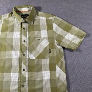 Orvis Shirt‎ Mens Medium M Green Plaid Button Up Short Sleeves Outdoors